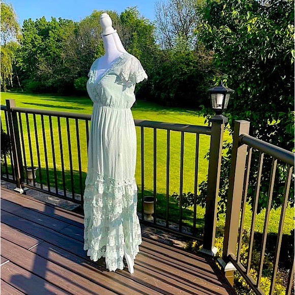 Altar’d State Lace Ruffles Romantic Dress with Tassels and Side Slits - … - Picture 2 of 13